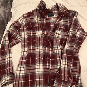 American Eagle Maroon, Gray, White Flannel